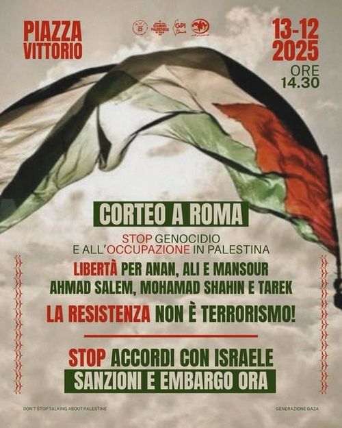CORTEO STOP AL GENOCIDIO E ALL’OCCUPAZIONE IN PALESTINA