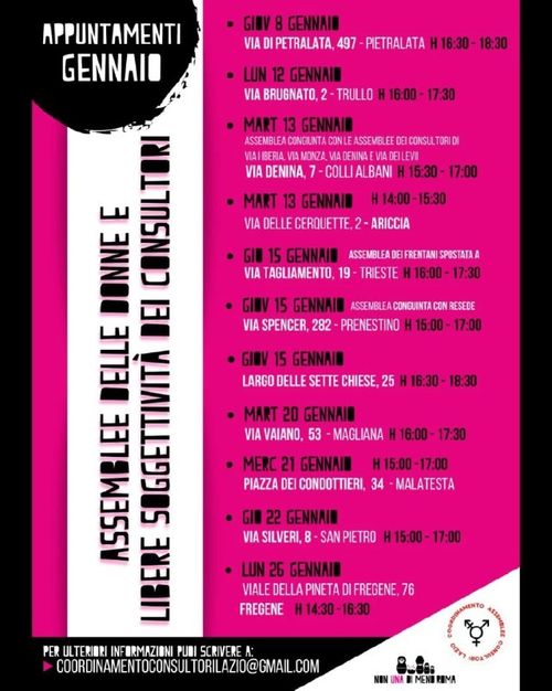 Assemblee delle Donne e Libere Soggettività dei Consultori - Assemblea congiunta con Resede