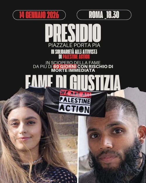 PRESIDIO IN SOLIDARIETÀ ALL3 ATTIVIST3 di PALESTINE ACTION