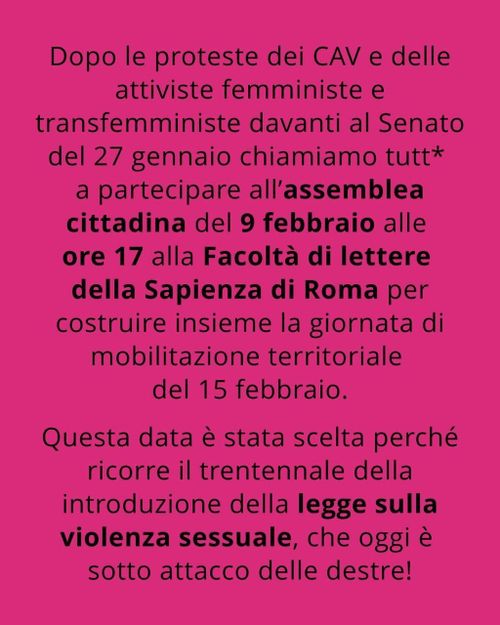 Senza consenso è stupro - Assemblea pubblica contro DDL Bongiorno 