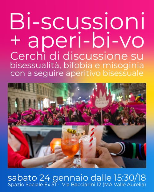 BI-SCUSSIONI + APERI-BI-VO | Cerchi di discussione su bisessualità, bifobia e misoginia con a seguire aperitivo bisessuale