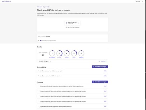 Check H5P accessibility and more – CARETAKER